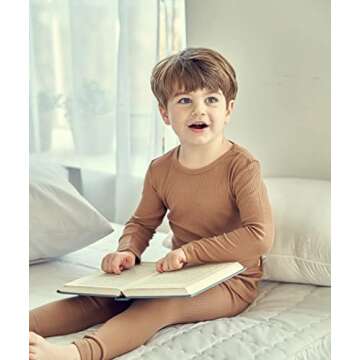 AVAUMA Baby Boys Girls Pajama Set Kids Toddler Snug fit Ribbed Sleepwear pjs for Daily Life Style (XS/Camel(L))