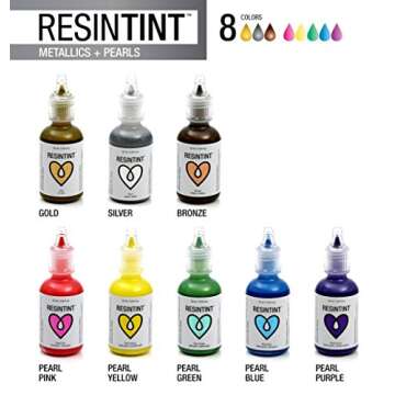 ResinTint - Liquid Pigment - Non-Flammable - Metallics and Pearls - 8 Pack