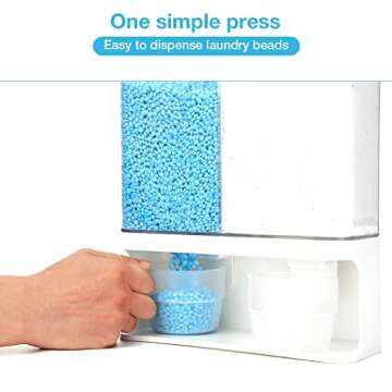 Laundry Detergent Dispenser, Wall Mounted Laundry Scent Boosters Beads Dispenser with 2 Cups for Rice, Beans, laundry powder, Stain Remover Powder, Laundry Beads Container (105 oz)
