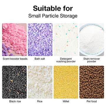 Laundry Detergent Dispenser, Wall Mounted Laundry Scent Boosters Beads Dispenser with 2 Cups for Rice, Beans, laundry powder, Stain Remover Powder, Laundry Beads Container (105 oz)