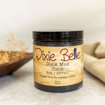Dixie Belle Mud (Black, 8oz) | Repair, Filler, Special Effect Mud for DIY Projects | Stencil, Veneer, Gouges, Scrapes, Hole Filler
