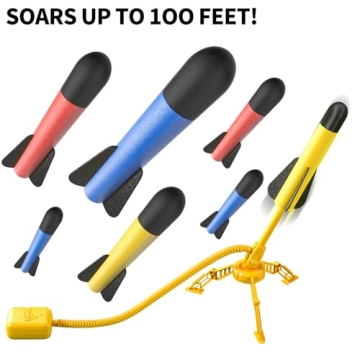 Exciting TEMI Rocket Launcher for Kids, 12 Foam Rockets