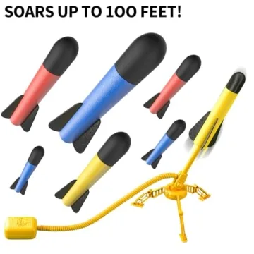 Exciting TEMI Rocket Launcher for Kids, 12 Foam Rockets
