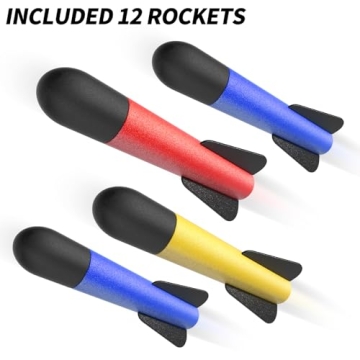 Exciting TEMI Rocket Launcher for Kids, 12 Foam Rockets