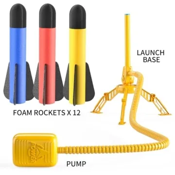 Exciting TEMI Rocket Launcher for Kids, 12 Foam Rockets