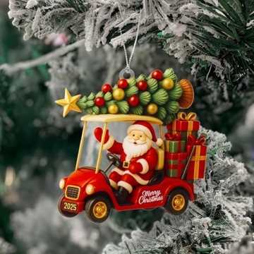 Golf Cart Ornament - Santa Christmas Golf Decoration, Humor for Golf Lovers