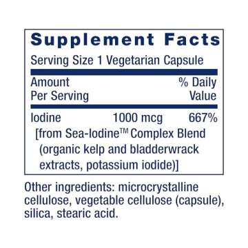 Life Extension Sea-Iodine™, kelp and bladderwrack-derived iodine, supports healthy levels of this essential nutrient for thyroid health and beyond, non-GMO, gluten-free, vegetarian, 60 capsules