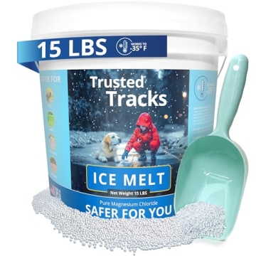 Ice Melt, Pet Safe Ice Melt, 15 LBS Premium Snow Melter, Pure Magnesium Chloride, Safer for Pets, Co...