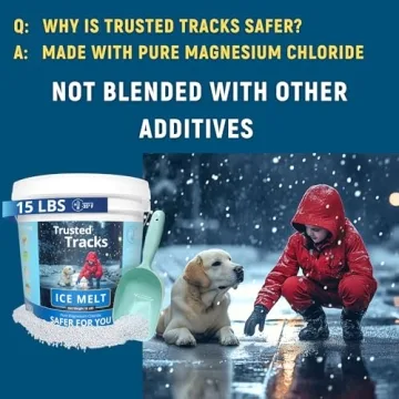 Ice Melt, Pet Safe Ice Melt, 15 LBS Premium Snow Melter, Pure Magnesium Chloride, Safer for Pets, Concrete, Effective to -35 F, 15 lb