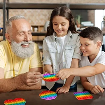 Rainbow Pop It Fidget Toys 4 Pack Stress Relief Sensory Fun