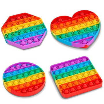 Rainbow Pop It Fidget Toys 4 Pack Stress Relief Sensory Fun