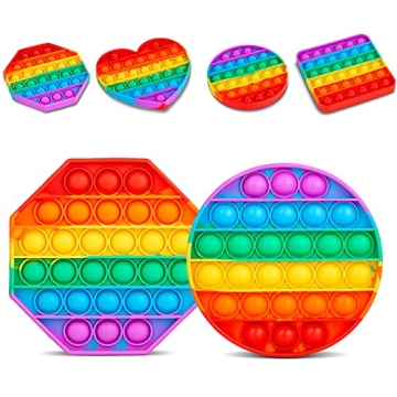 Rainbow Pop It Fidget Toys 4 Pack Stress Relief Sensory Fun