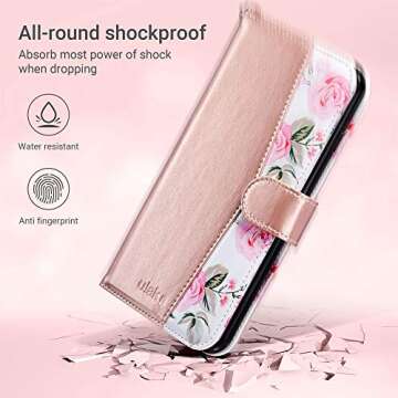 ULAK Compatible with iPhone 8 Plus/7 Plus Wallet Case for Women Girls, Premium PU Leather Flip Cover with Card Holders, Kickstand Feature Protective Purse Case 5.5 Inch,Floral
