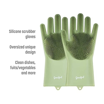 Goodful Silicone Kitchen Rubber Gloves for Easy Cleaning