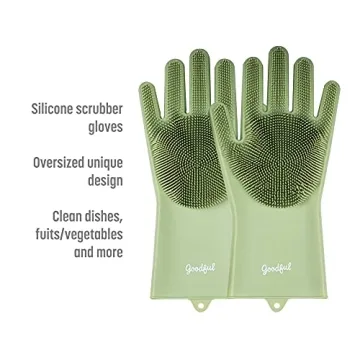 Goodful Silicone Kitchen Rubber Gloves for Easy Cleaning