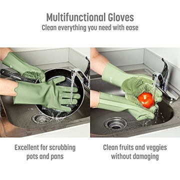 Goodful Silicone Kitchen Rubber Gloves for Easy Cleaning
