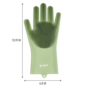 Goodful Silicone Kitchen Rubber Gloves for Easy Cleaning