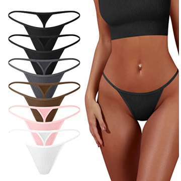 OQQ 6 Pack G-String Thongs: Comfortable Cotton Panties