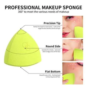 Docolor Makeup Sponge Cosmetics Beauty Sponge Blender Foundation Blending Sponge - Pyramid-shaped and Vegan Makeup Sponge - For Powder, Cream or Liquid Application - One Piece