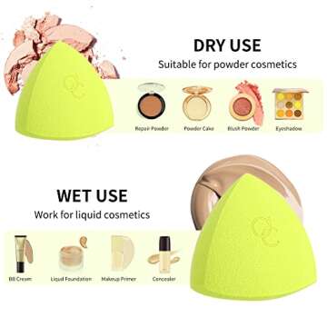 Docolor Makeup Sponge Cosmetics Beauty Sponge Blender Foundation Blending Sponge - Pyramid-shaped and Vegan Makeup Sponge - For Powder, Cream or Liquid Application - One Piece