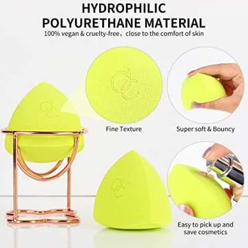 Docolor Makeup Sponge Cosmetics Beauty Sponge Blender Foundation Blending Sponge - Pyramid-shaped and Vegan Makeup Sponge - For Powder, Cream or Liquid Application - One Piece