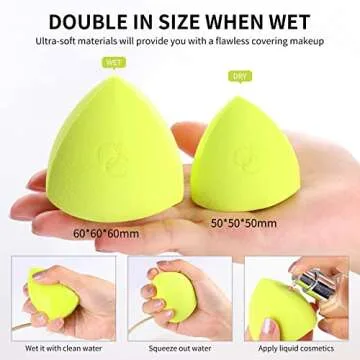 Docolor Makeup Sponge Cosmetics Beauty Sponge Blender Foundation Blending Sponge - Pyramid-shaped and Vegan Makeup Sponge - For Powder, Cream or Liquid Application - One Piece