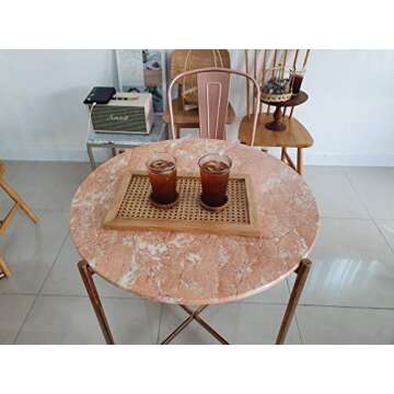 Youth Korea Large Rectangular Ash Wood Rattan Tray (Wood Color) Decorative Hand-Woven Serving Tray Made from Wooden Material for Serving Coffee, Breakfast, Food, Snack Drink, 40 x 25 x 2 Cm