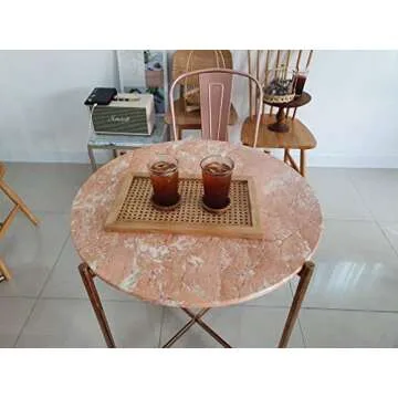 Youth Korea Large Rectangular Ash Wood Rattan Tray (Wood Color) Decorative Hand-Woven Serving Tray Made from Wooden Material for Serving Coffee, Breakfast, Food, Snack Drink, 40 x 25 x 2 Cm