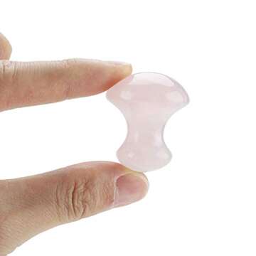 Stone Sha Scraping Massage Tool, Rose Quartz Crystal Massage Stone Scraping Massage Tool Mushroom Shaped for Eye Face Neck Beauty Spa Relaxing Massage Stone