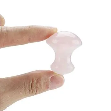 Stone Sha Scraping Massage Tool, Rose Quartz Crystal Massage Stone Scraping Massage Tool Mushroom Shaped for Eye Face Neck Beauty Spa Relaxing Massage Stone