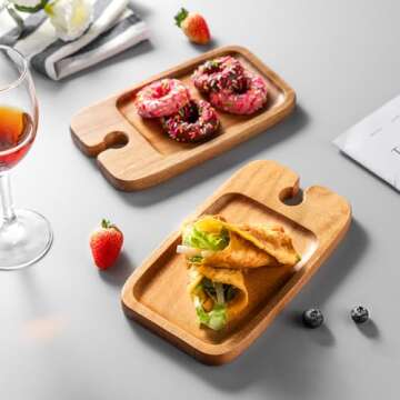 Wine Appetizer Plates, James.F Mini Charcuterie Boards Accessories Cocktail Plate with Glass Holder,...