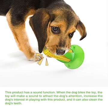Carllg Puppy Teething Chew Toys, Dog Chew Toys - Corn Stick Tough Toys for Training and Cleaning Teeth, Squeaky Suction Cup Toothbrush Interactive Toy for Small Medium Dog