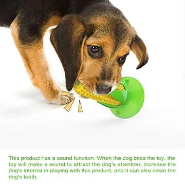 Carllg Puppy Teething Chew Toys, Dog Chew Toys - Corn Stick Tough Toys for Training and Cleaning Teeth, Squeaky Suction Cup Toothbrush Interactive Toy for Small Medium Dog