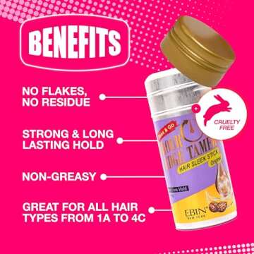 EBIN NEW YORK 24 Hour Edge Tamer Hair Sleek Stick, Extreme Firm Hold, 2.7 oz, Original – Sleek & Go, No Flaking and White Residue