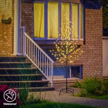 LIGHTSHARE 6FT 240L LED Star Light Tree, for Home Festival Party Christmas, Indoor and Outdoor Use, Warm White