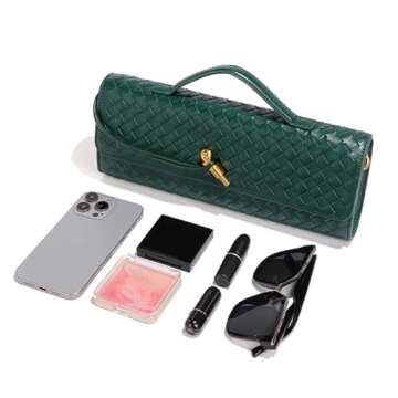 JYG Woven Handbag for Women Fashion Evening Shoulder Bag PU Leather Handmade Clutch Purse Wine Red Casual Crossbody Bags 2024