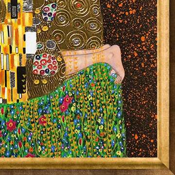 La Pastiche KLG1240-FR-994636X48 Framed Oil Painting The Kiss Full view Metallic Embellished by Gustav Klimt with Athenian Gold Frame