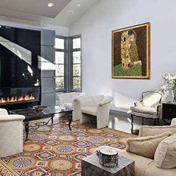 La Pastiche KLG1240-FR-994636X48 Framed Oil Painting The Kiss Full view Metallic Embellished by Gustav Klimt with Athenian Gold Frame