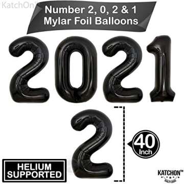 Black 2022 Balloons for Graduation Decorations 2022 - Large, 40 Inch | Graduation Balloons 2022 for Grad Party Decorations | Black 2022 Balloons for College Graduation Decor | Class Of 2022 Balloons