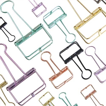 20PCS Binder Clips, Medium Metal Binder Clips Multicolor Paper Binder Clips Stainless Steel Paper Cl...