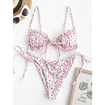 ZAFUL Floral Bikini Set Sexy Summer Swimwear Pink