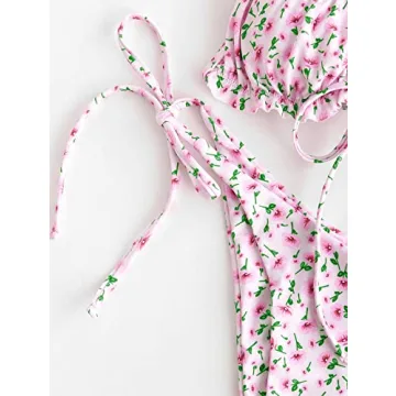 ZAFUL Floral Bikini Set Sexy Summer Swimwear Pink