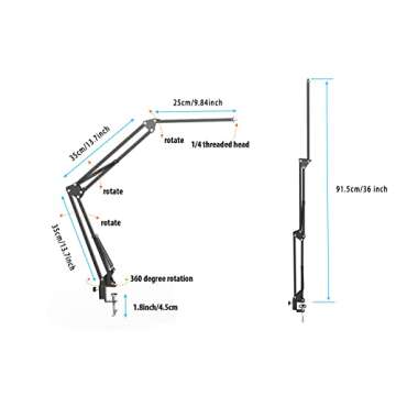 Pozliv Long Overhead Tripod Mount for iPhone Webcam Ring Light, Gooseneck Desk Phone Arm Holder for ...