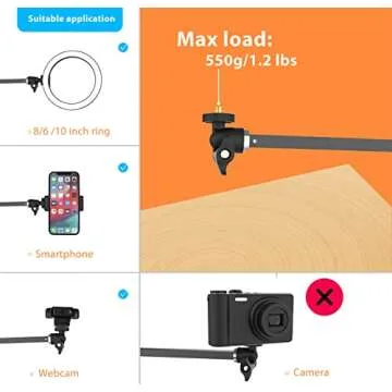 Pozliv Long Overhead Tripod Mount for iPhone Webcam Ring Light, Gooseneck Desk Phone Arm Holder for Over Head Video Recording Filming Live Streaming, Webcam Tripod Stand with Articulating Arm