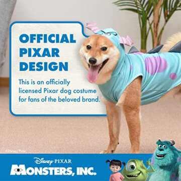 Disney for Pets Sulley Costume, Blue, Medium - Officially Licensed Dog Halloween Costume, 100% Polye...