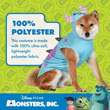 Disney for Pets Sulley Costume, Blue, Medium - Officially Licensed Dog Halloween Costume, 100% Polyester, Comfortable, Lightweight - Monsters Inc. Theme, Machine Washable