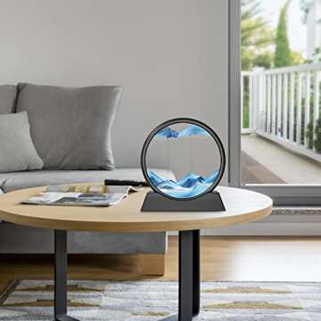 Fitifun Liquid Motion Sand Art Picture for Home Decor - Blue Sandscapes Painting in 3D Motion (12in)