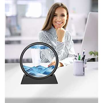 Fitifun Liquid Motion Sand Art Picture for Home Decor - Blue Sandscapes Painting in 3D Motion (12in)