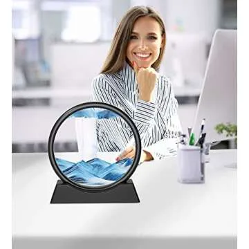 Fitifun Liquid Motion Sand Art Picture for Home Decor - Blue Sandscapes Painting in 3D Motion (12in)