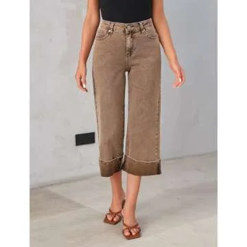 GRAPENT Fall Outfits Women Trendy Wide Leg Jeans Woman Capri Pants Slacks for Women Womens Trendy Fa...